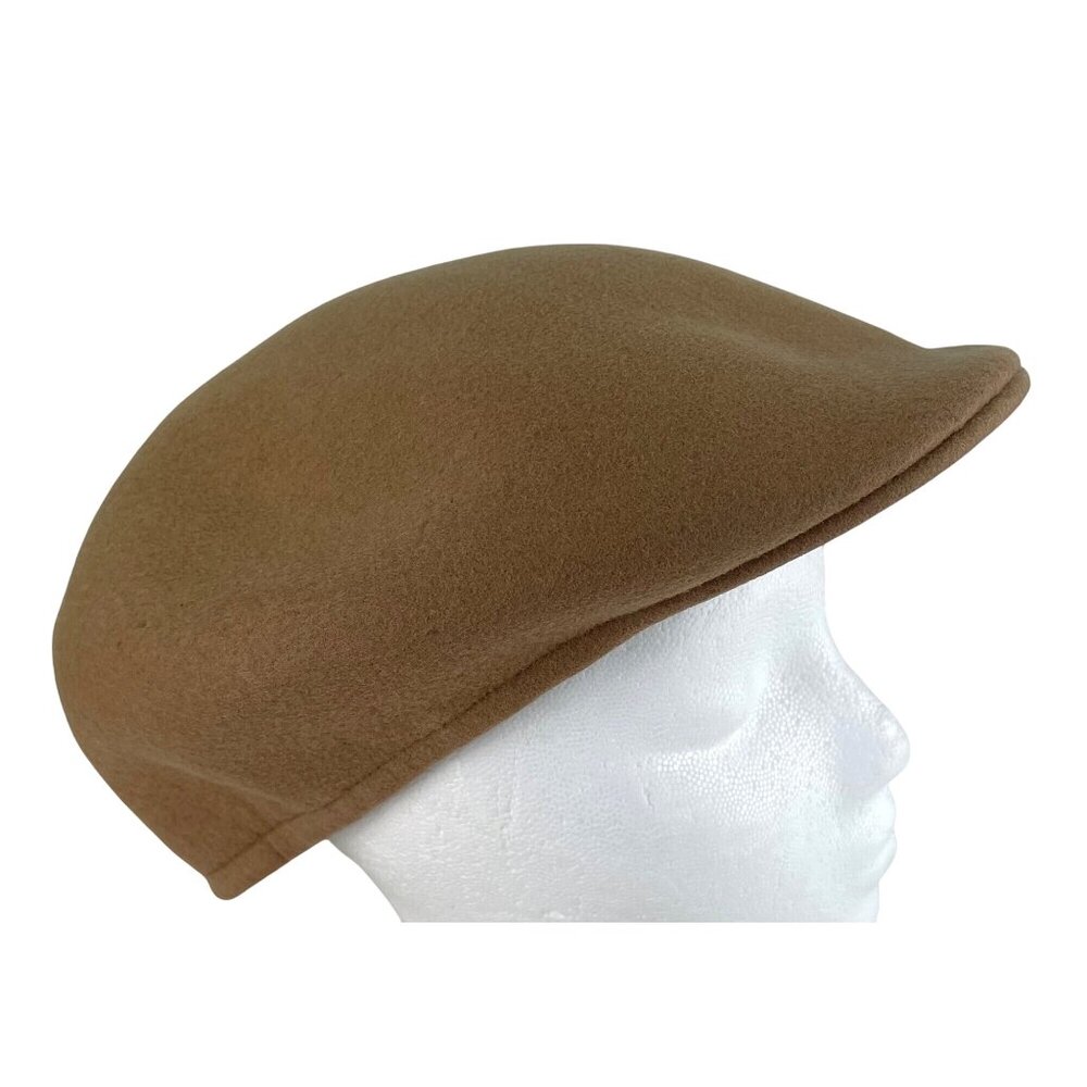 Vintage Mens Beige Tan 100% Wool Golf Newsboy Cap Hat